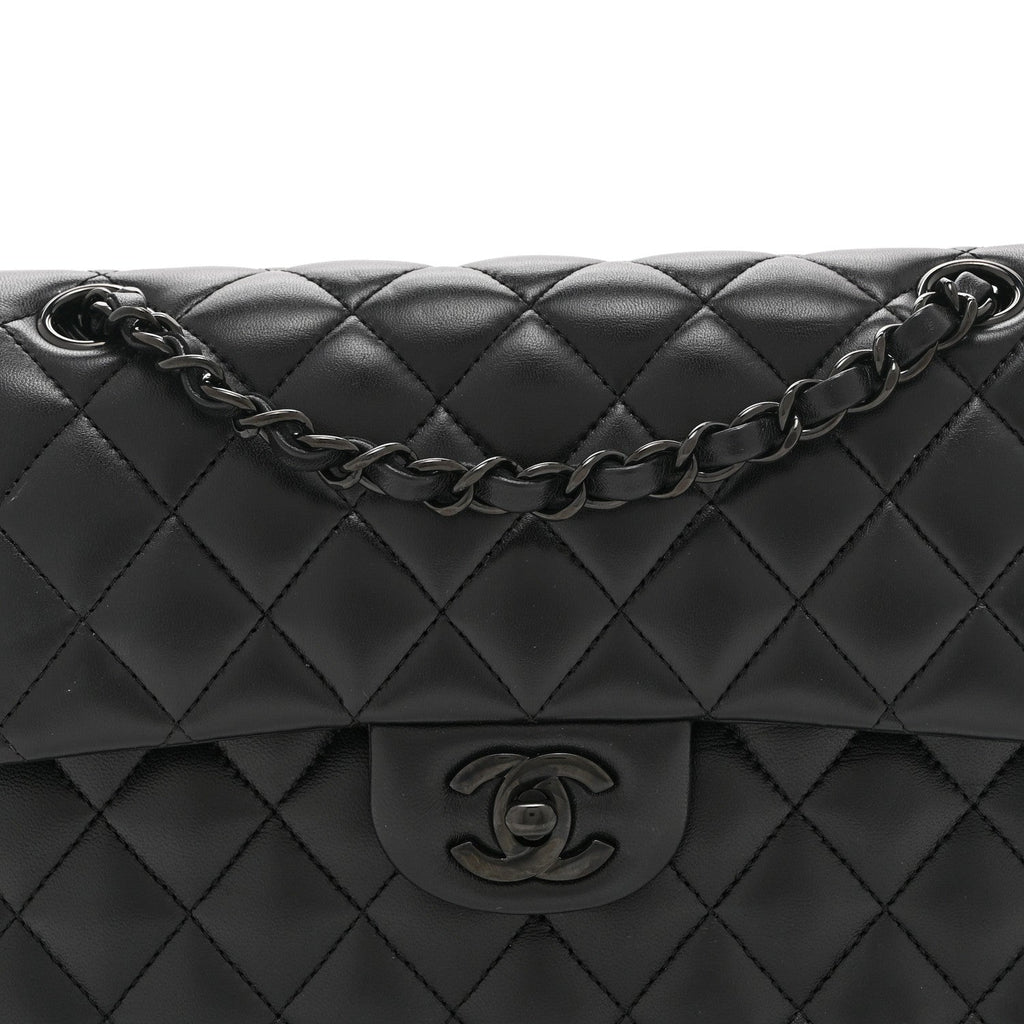 Chanel Lambskin Quilted Small Double Flap So Black