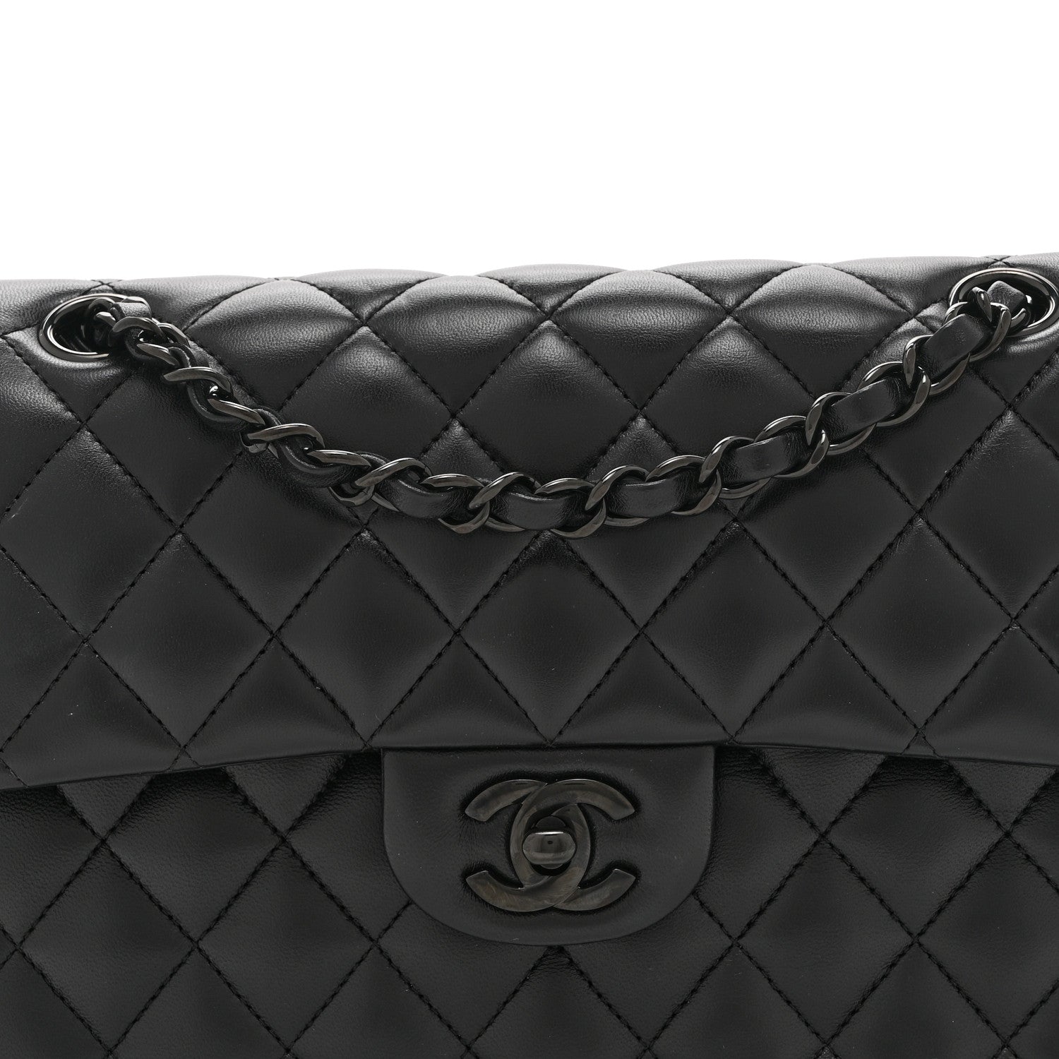 Chanel Lambskin Quilted Small Double Flap So Black