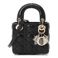 Christian Dior Lambskin Cannage Micro Lady Dior Black