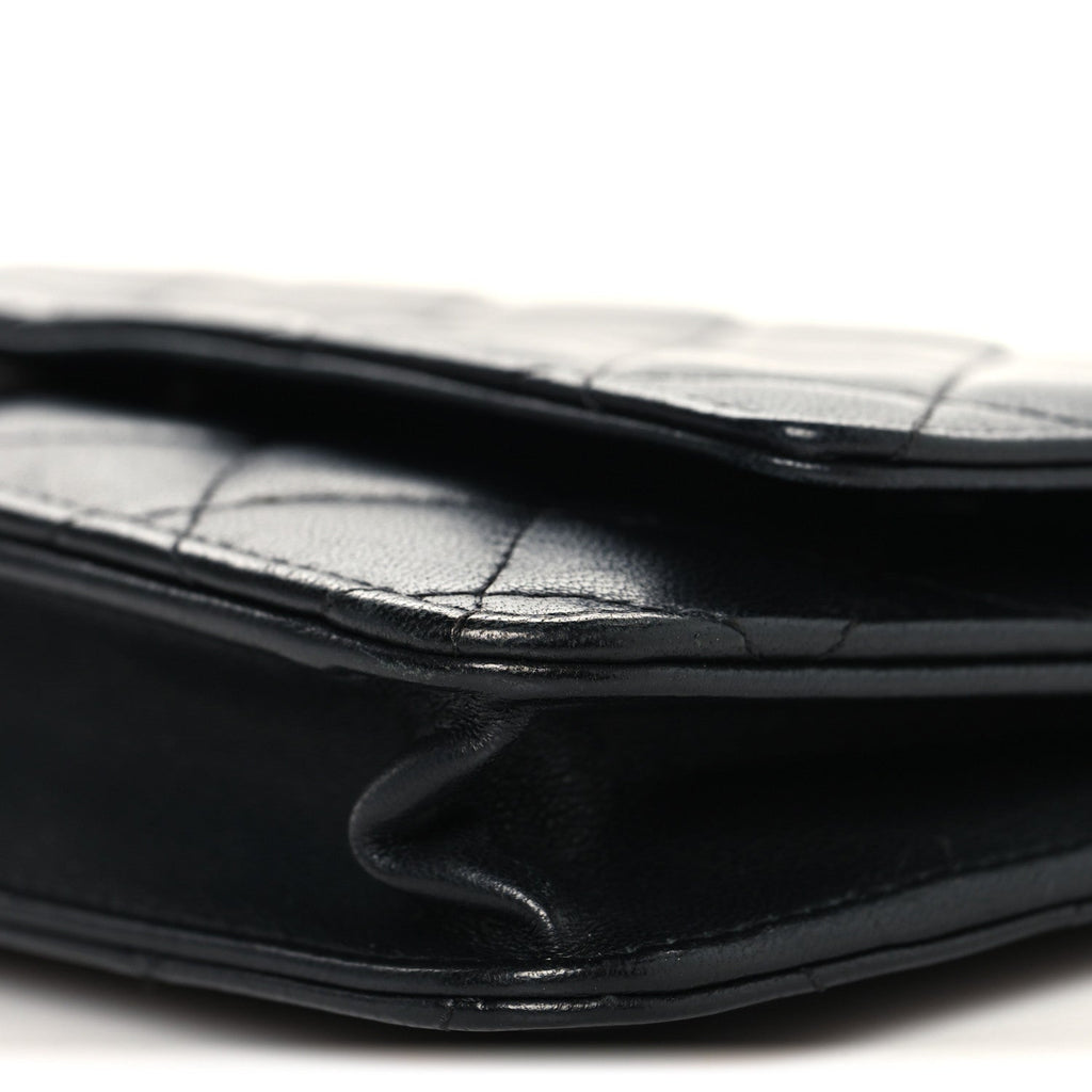 Chanel Lambskin Quilted Wallet On Chain WOC Black