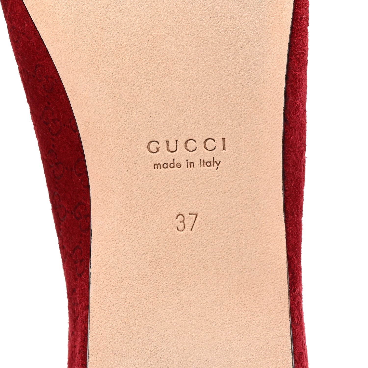 Gucci Suede Micro GG Horsebit Womens Kensington Moccasin Loafers 37 Rosso Ancora