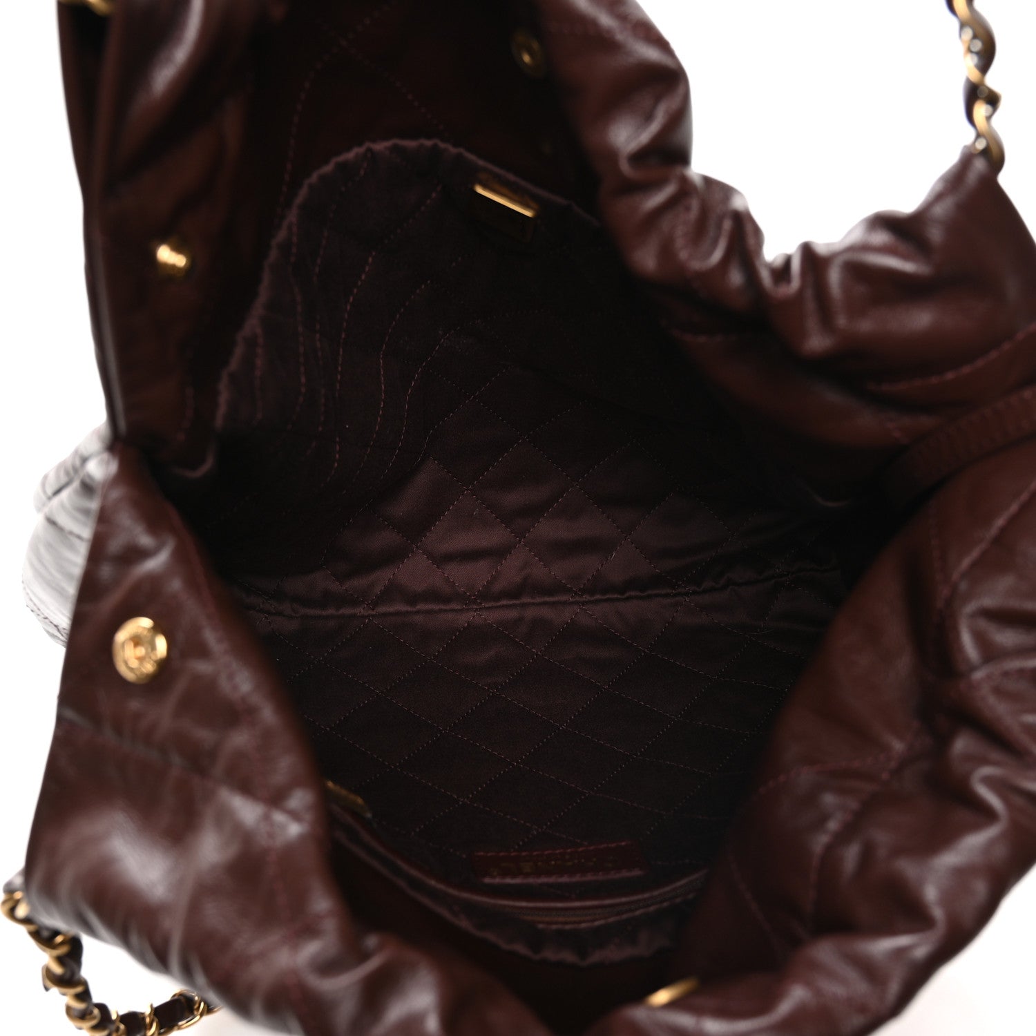 Chanel Shiny Calfskin Quilted Small Chanel 22 Dark Brown