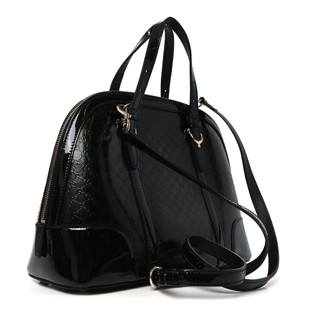 Gucci Patent Microguccissima Small Nice Top Handle Dome Bag Black