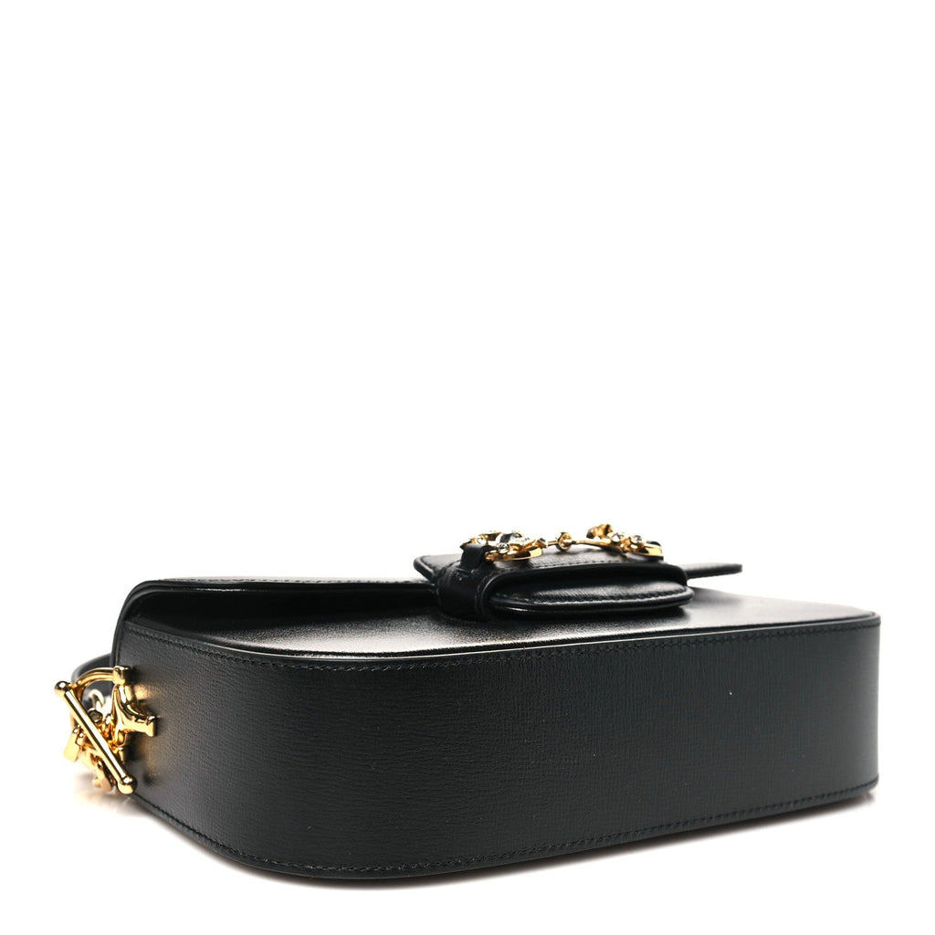 Gucci Azalea Calfskin Crystal Small Horsebit 1955 Bag Black