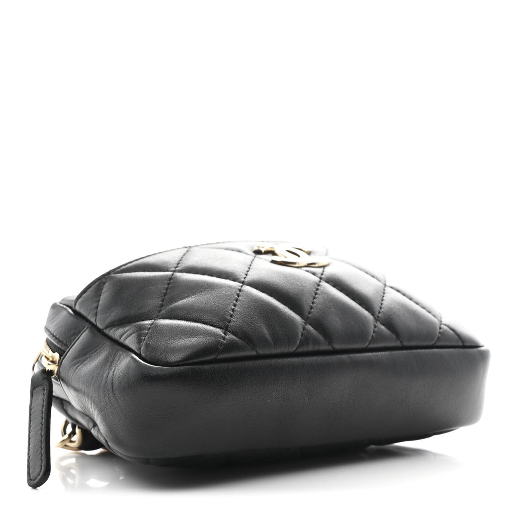 Chanel Lambskin Quilted Waist Bag With Pouch Black