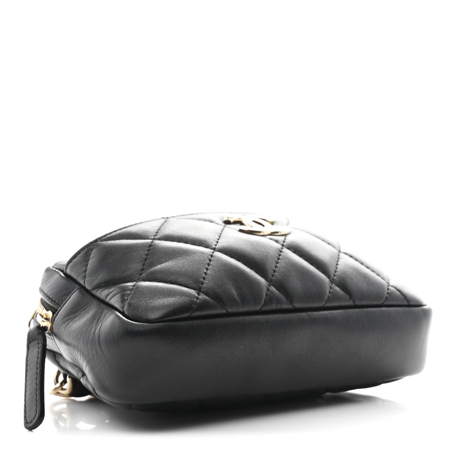 Chanel Lambskin Quilted Waist Bag With Pouch Black
