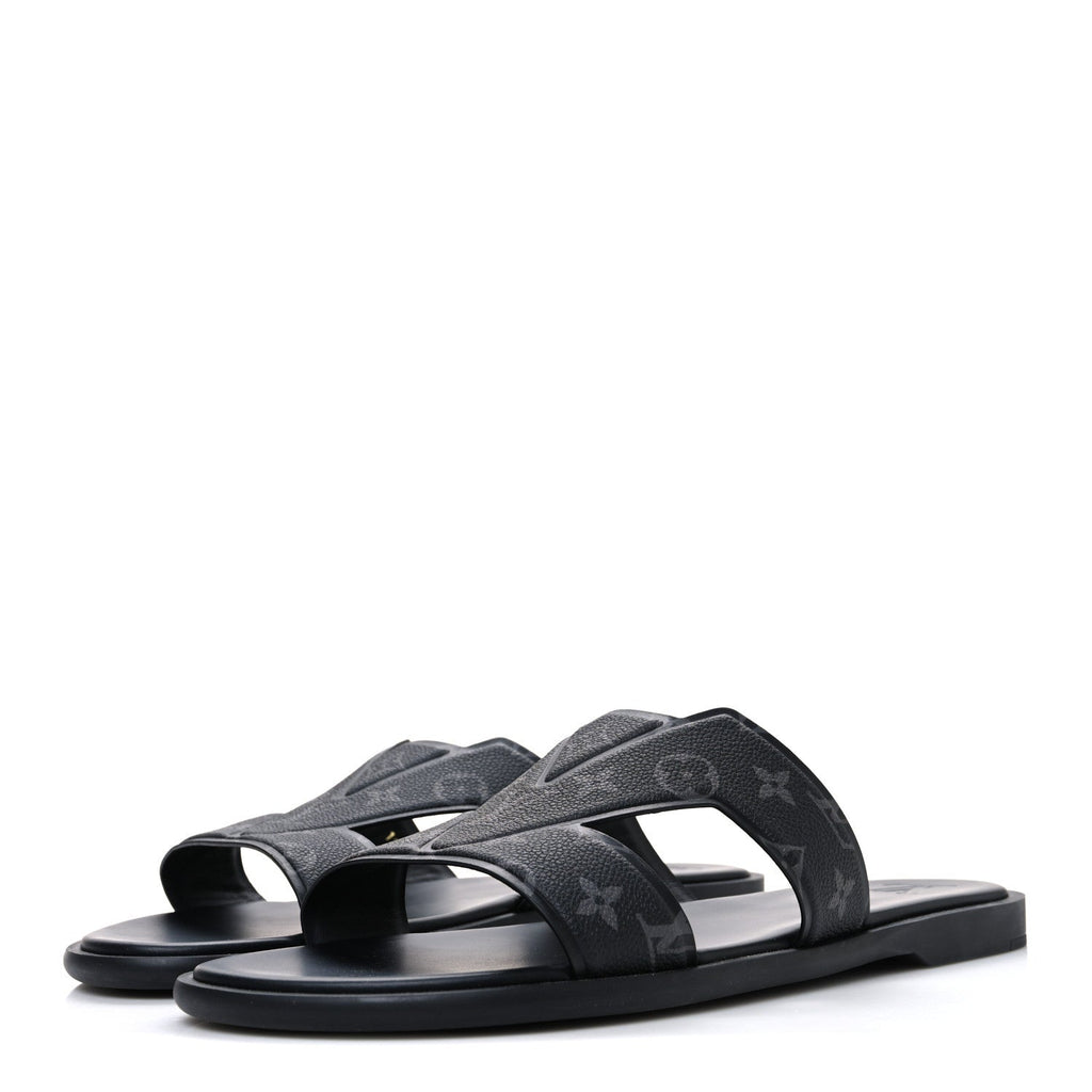 Louis Vuitton Monogram Eclipse Calfskin Mens LV Oasis Mules 12 Black
