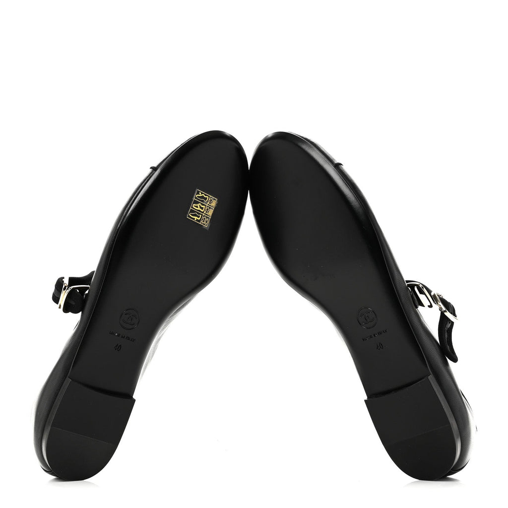 Lambskin Mary Jane Flats 40 Black
