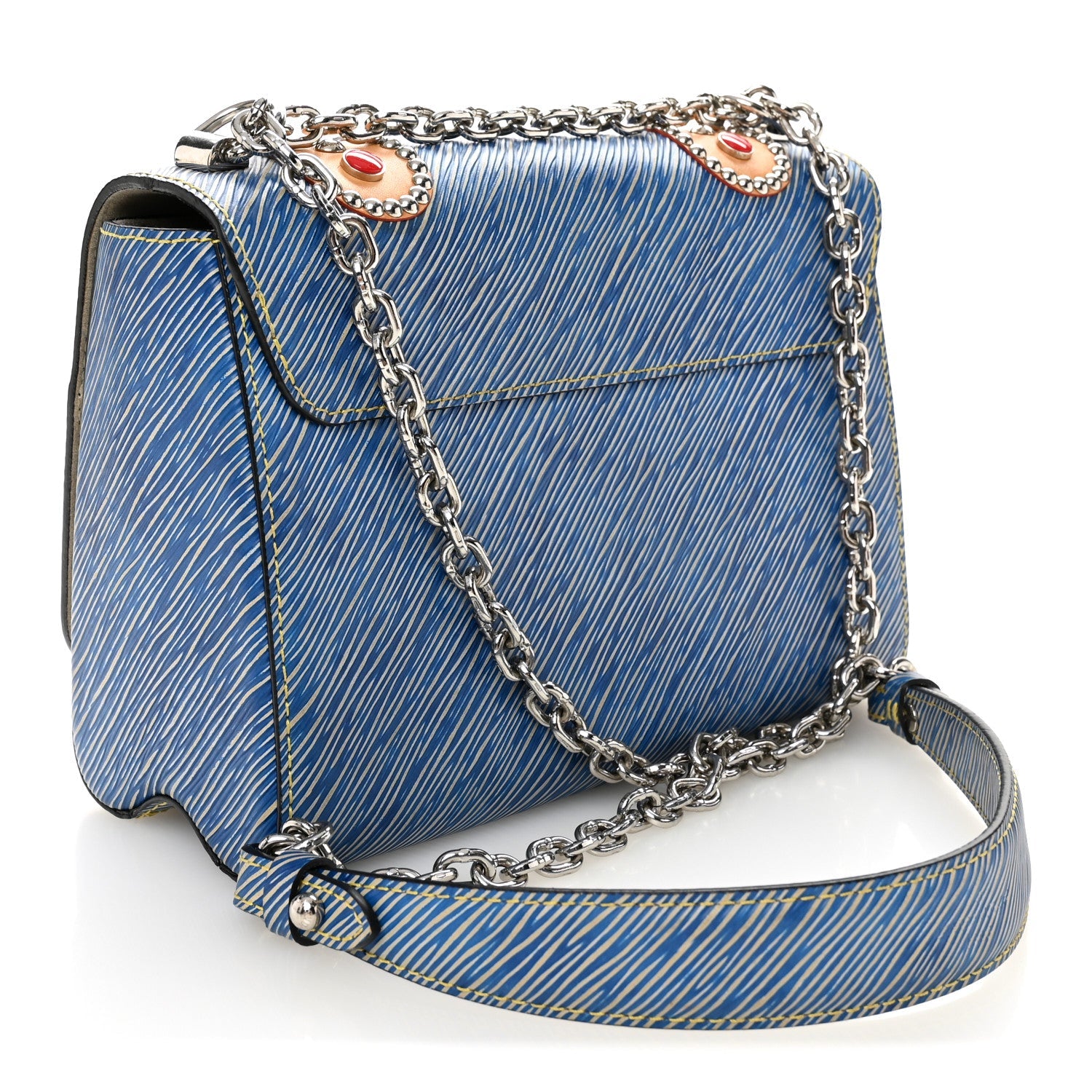 Louis Vuitton Epi Studded Twist Shoulder Bag MM Denim Light