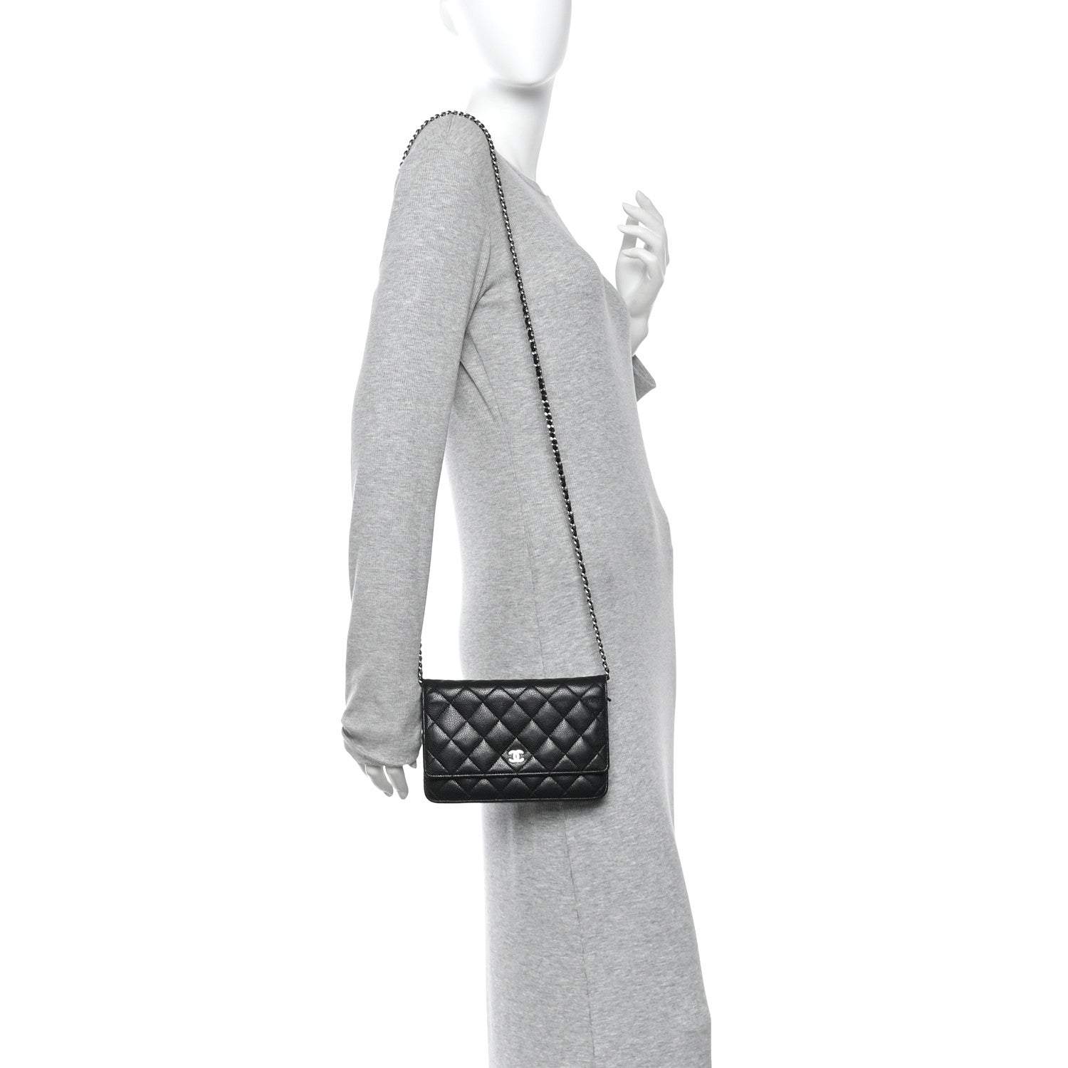 Chanel Caviar Quilted Wallet On Chain WOC Black