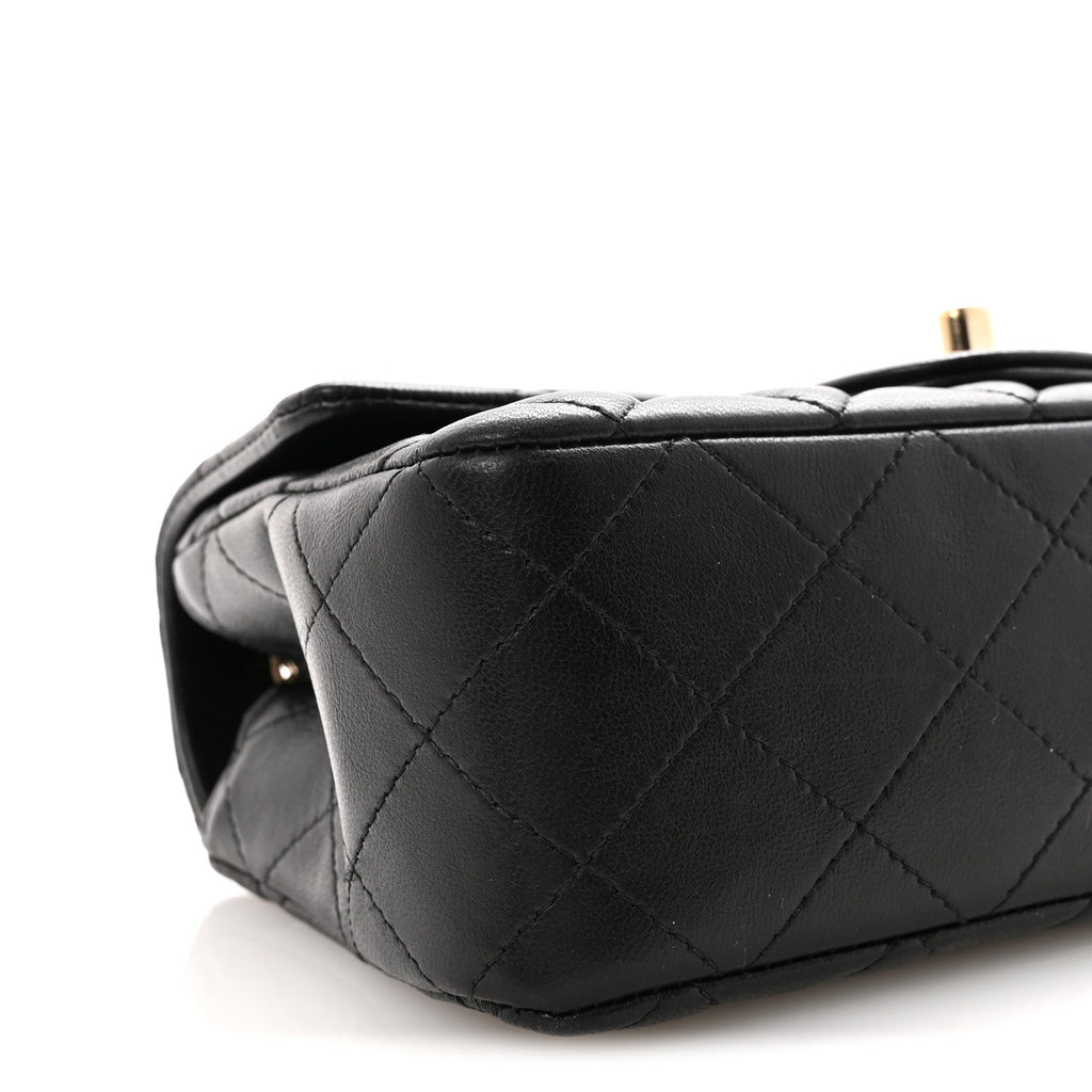 Chanel Lambskin Quilted Mini Rectangular Flap Black