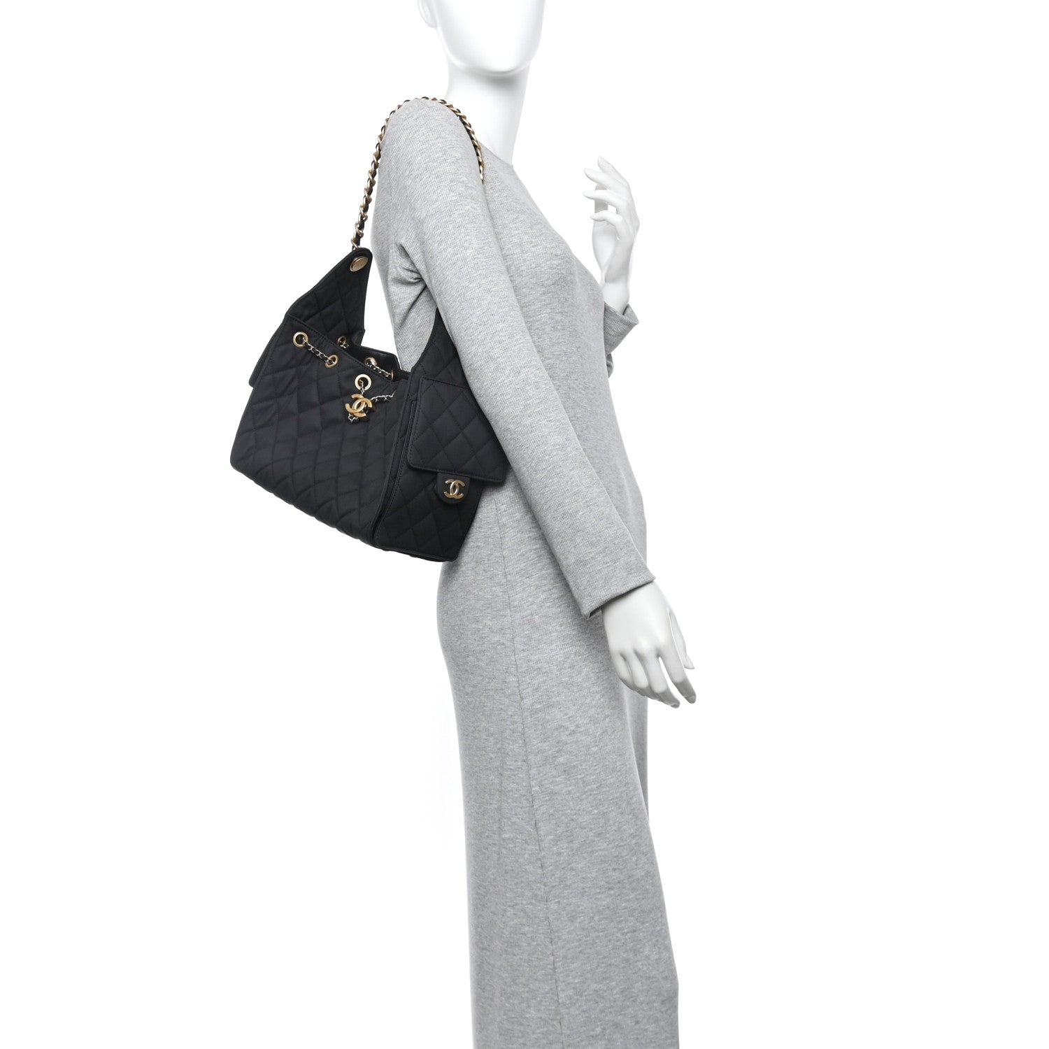 Chanel Canvas Quilted Small Chanel 25 Handbag Black