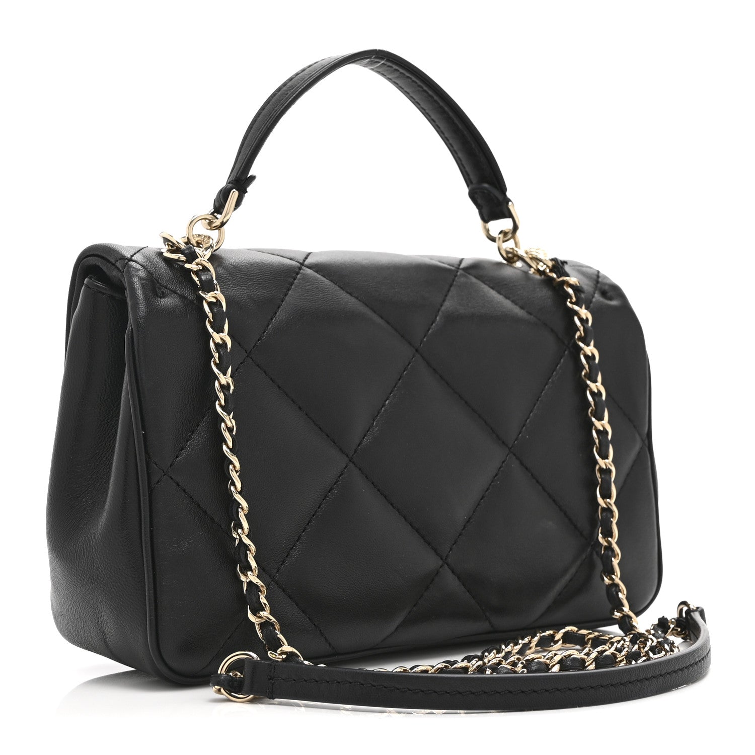 Chanel Lambskin Quilted Small Easy Carry Flap Black