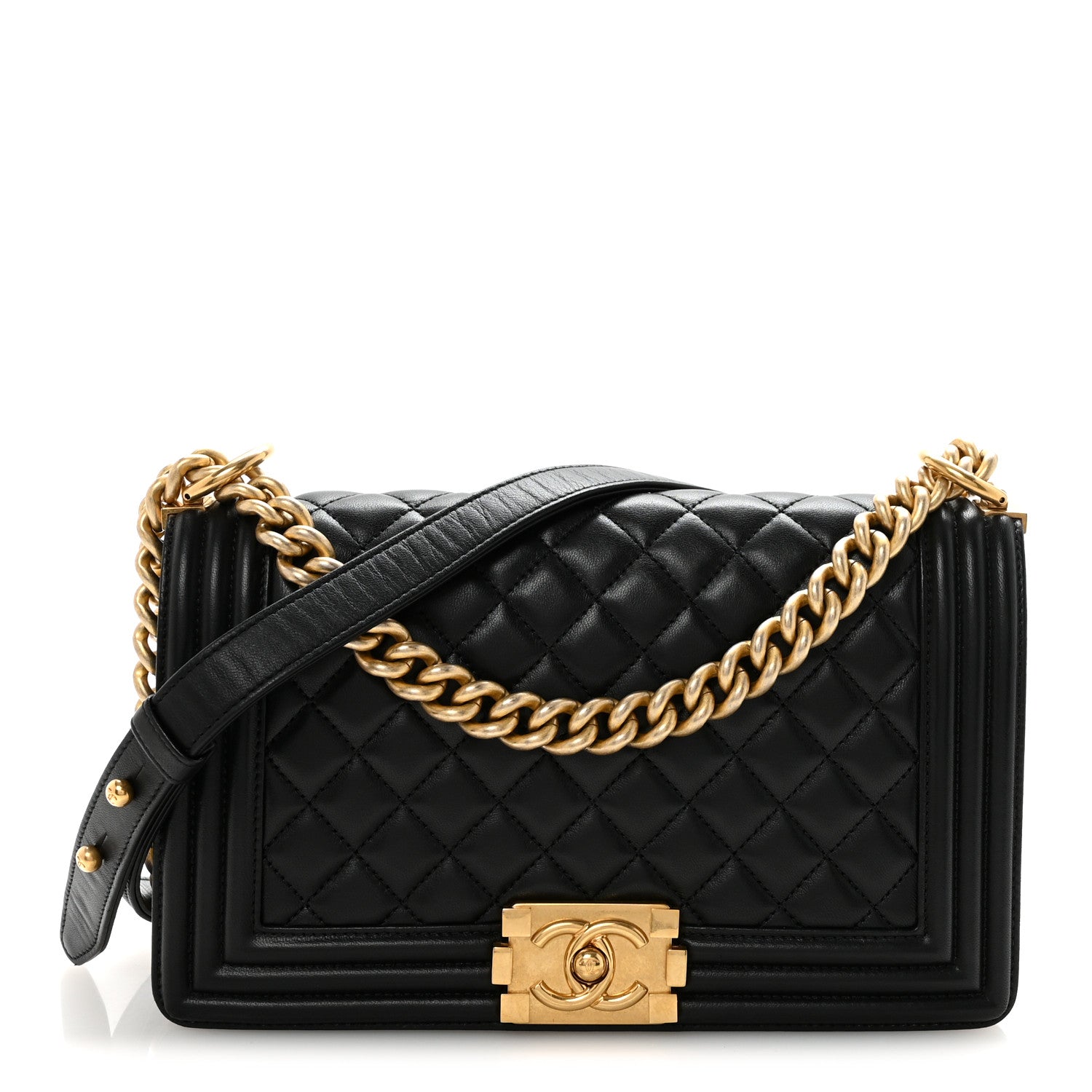 Chanel Lambskin Quilted Medium Boy Flap Black
