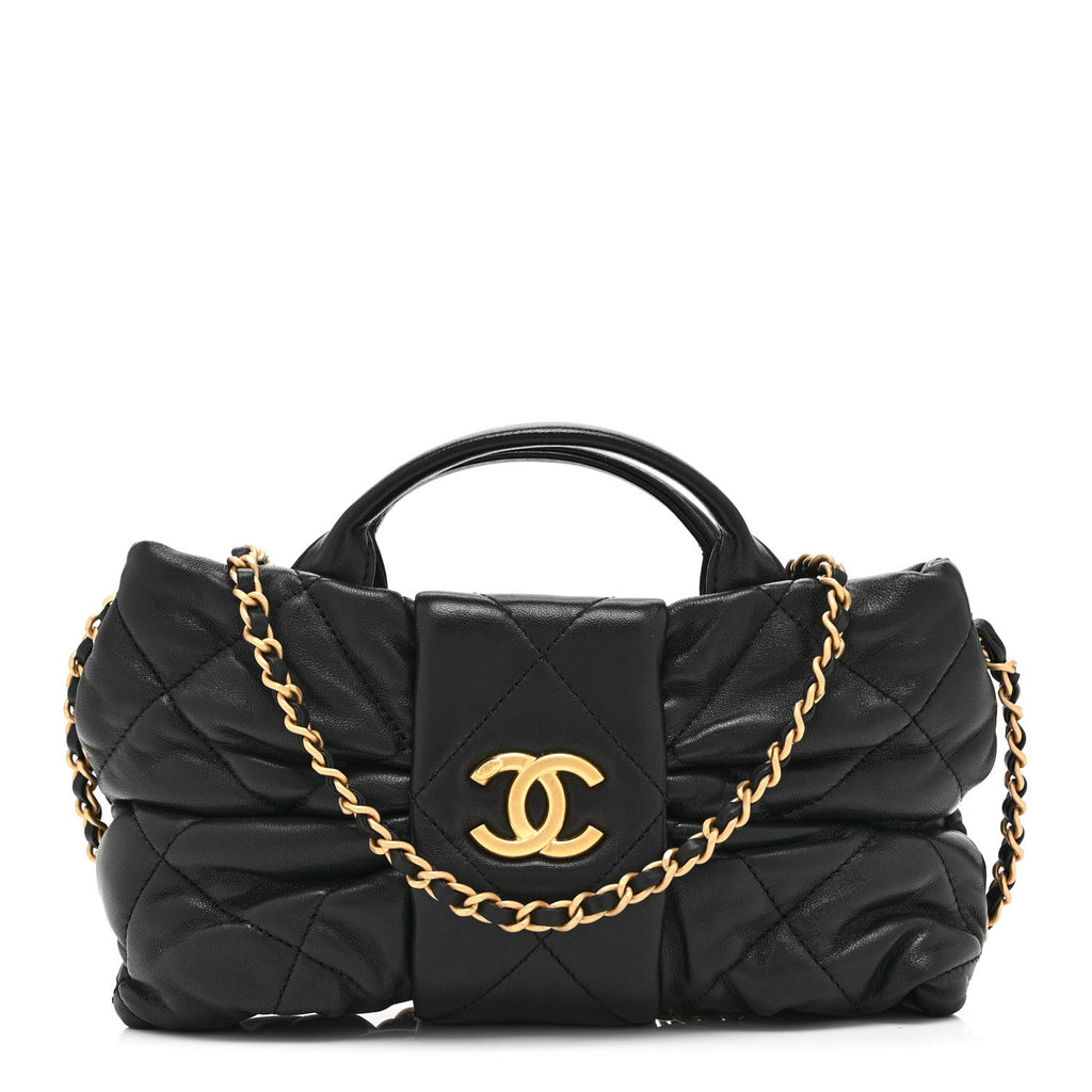 Chanel Lambskin Quilted Mini Bow Bag Black