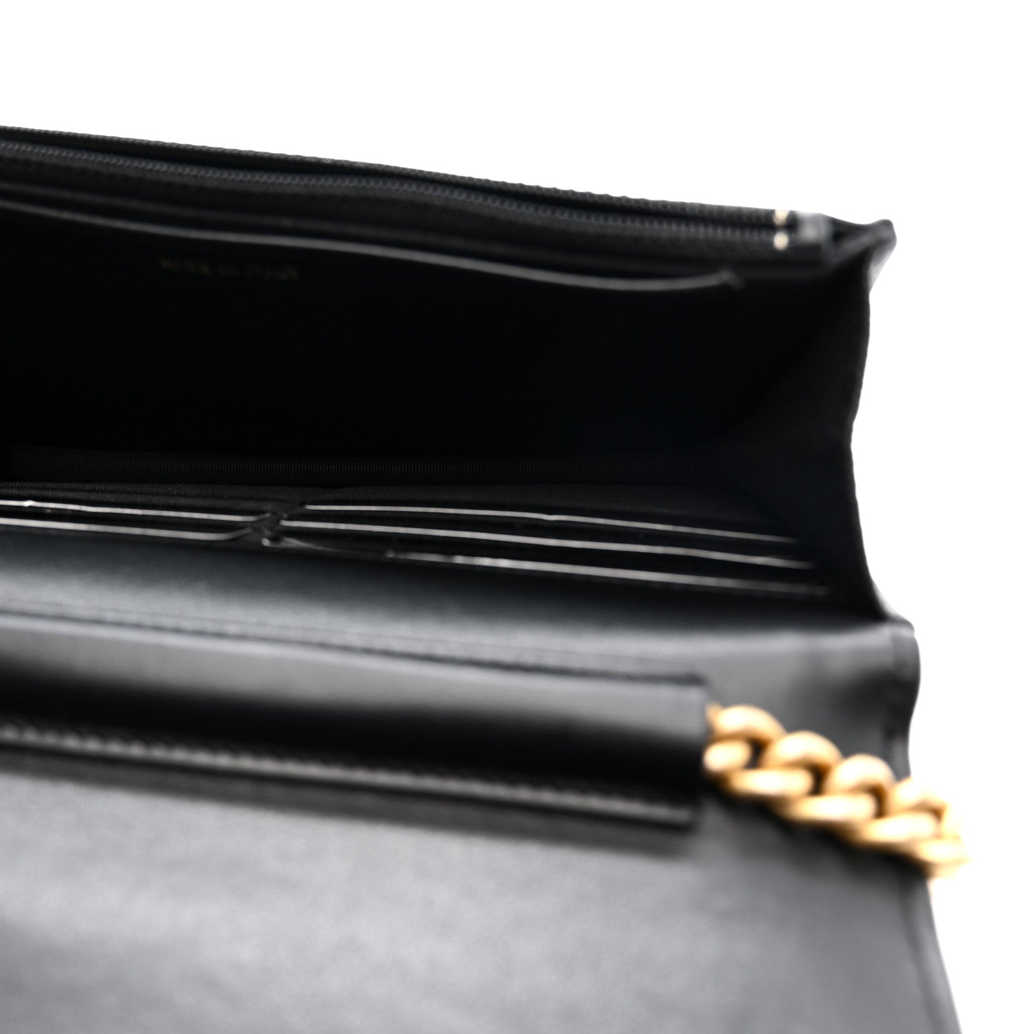 Chanel Caviar Quilted Boy Wallet On Chain WOC Black