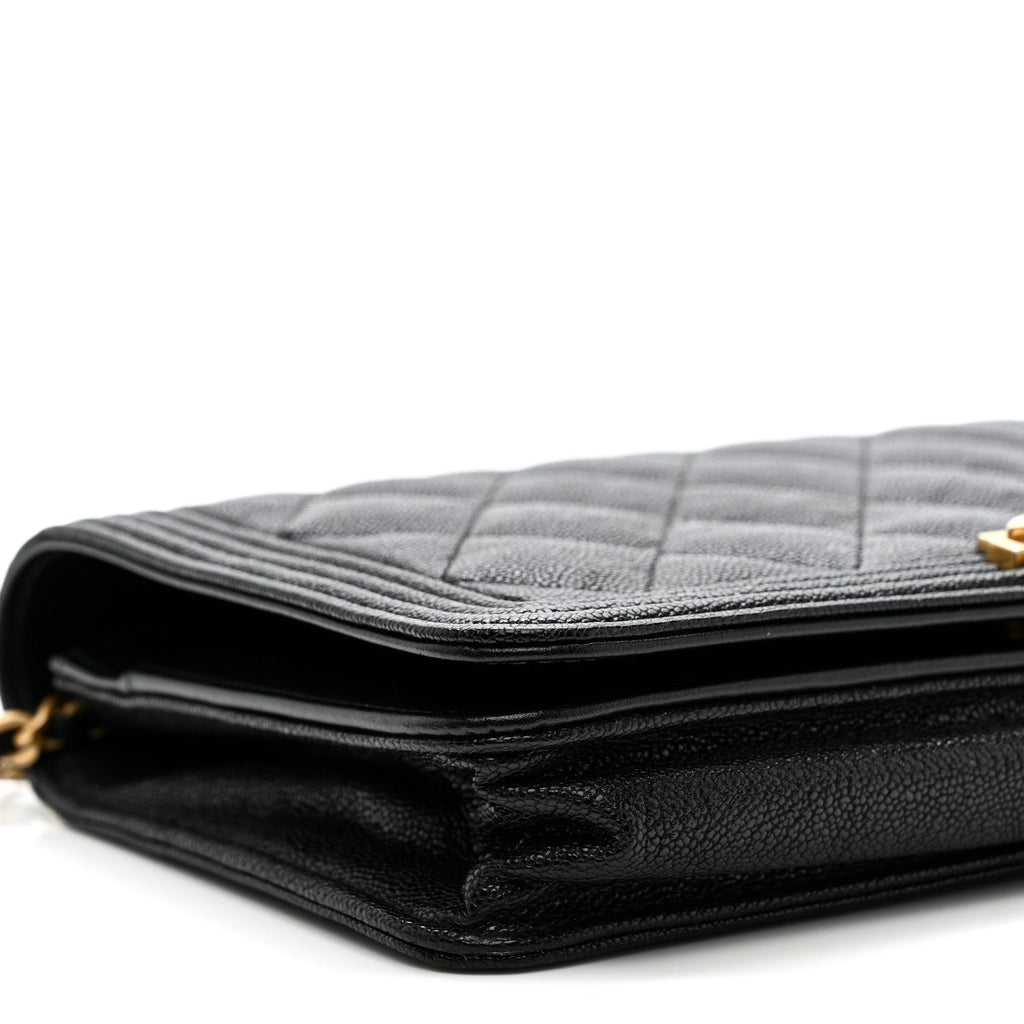 Chanel Caviar Quilted Boy Wallet On Chain WOC Black
