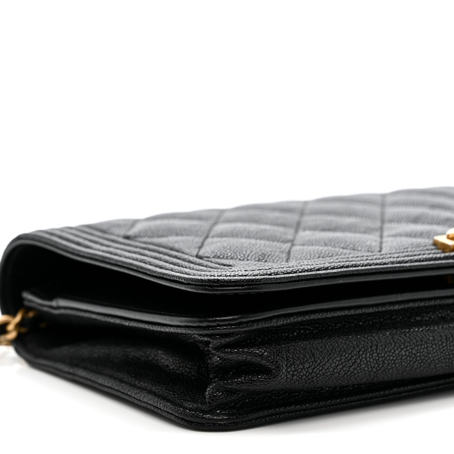 Chanel Caviar Quilted Boy Wallet On Chain WOC Black