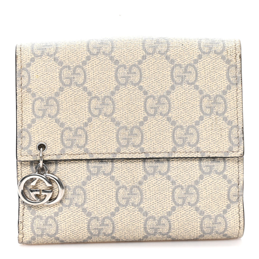Gucci GG Supreme Monogram GG Pierce French Flap Wallet Ecru Grigio