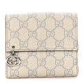 Gucci GG Supreme Monogram GG Pierce French Flap Wallet Ecru Grigio