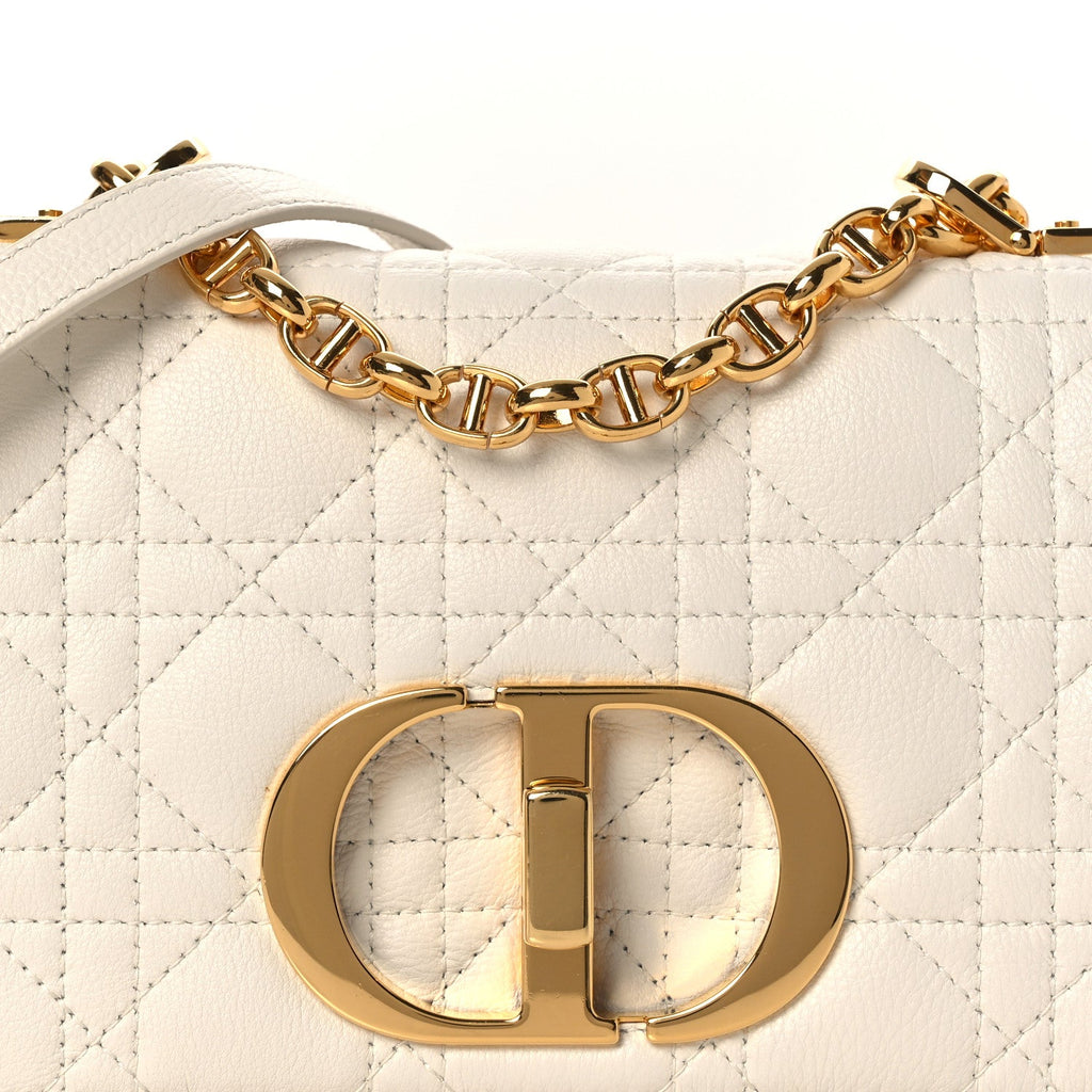 Christian Dior Lambskin Cannage Small Caro Bag Ivory