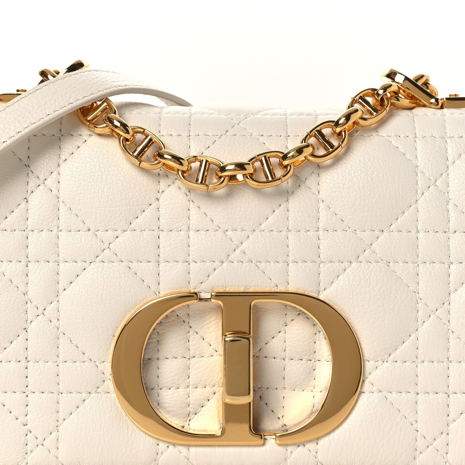 Christian Dior Lambskin Cannage Small Caro Bag Ivory