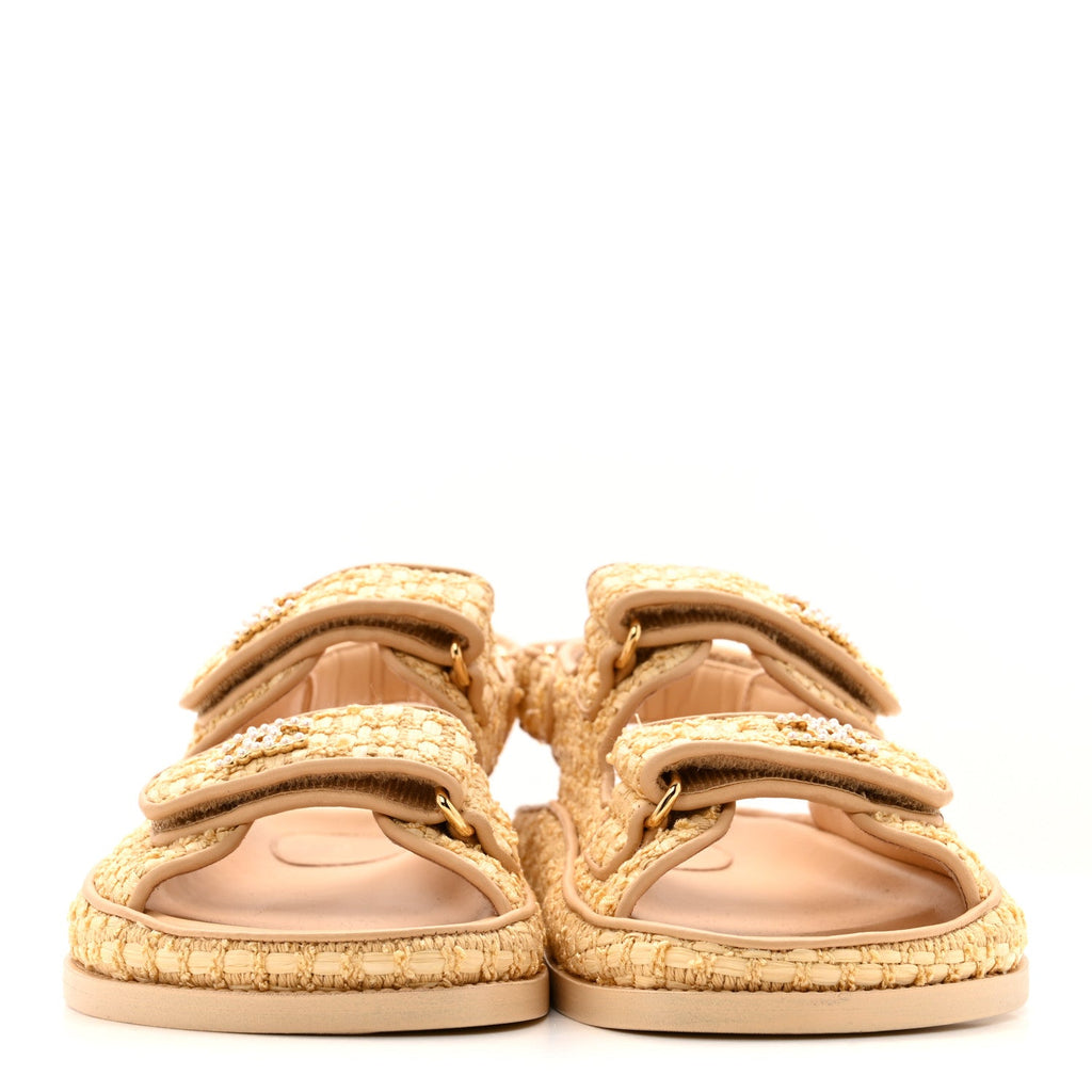 Braided Fabric Velcro Dad Sandals 36.5 Beige