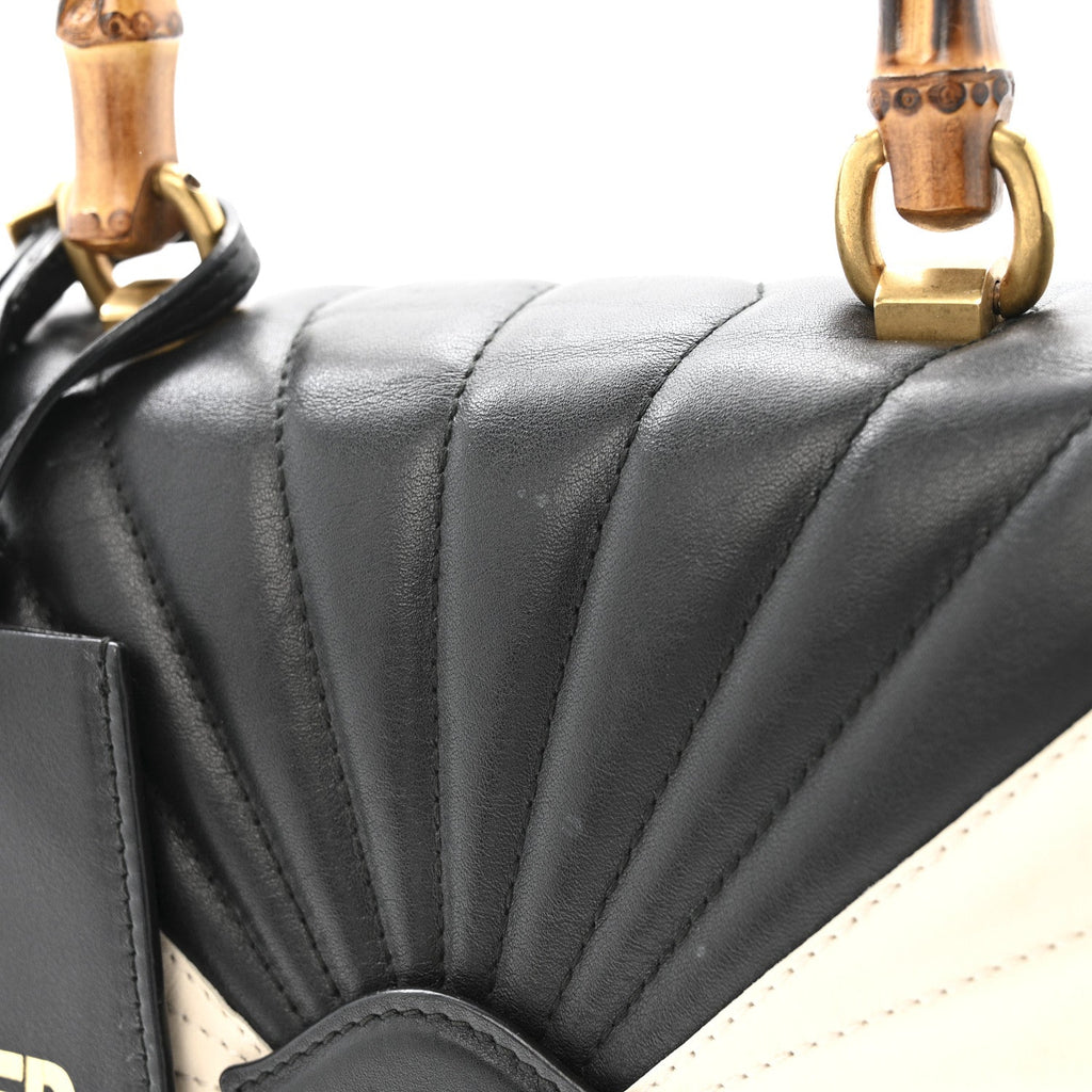 Gucci Calfskin Bamboo Trapuntata Queen Margaret Backpack Mystic White Black