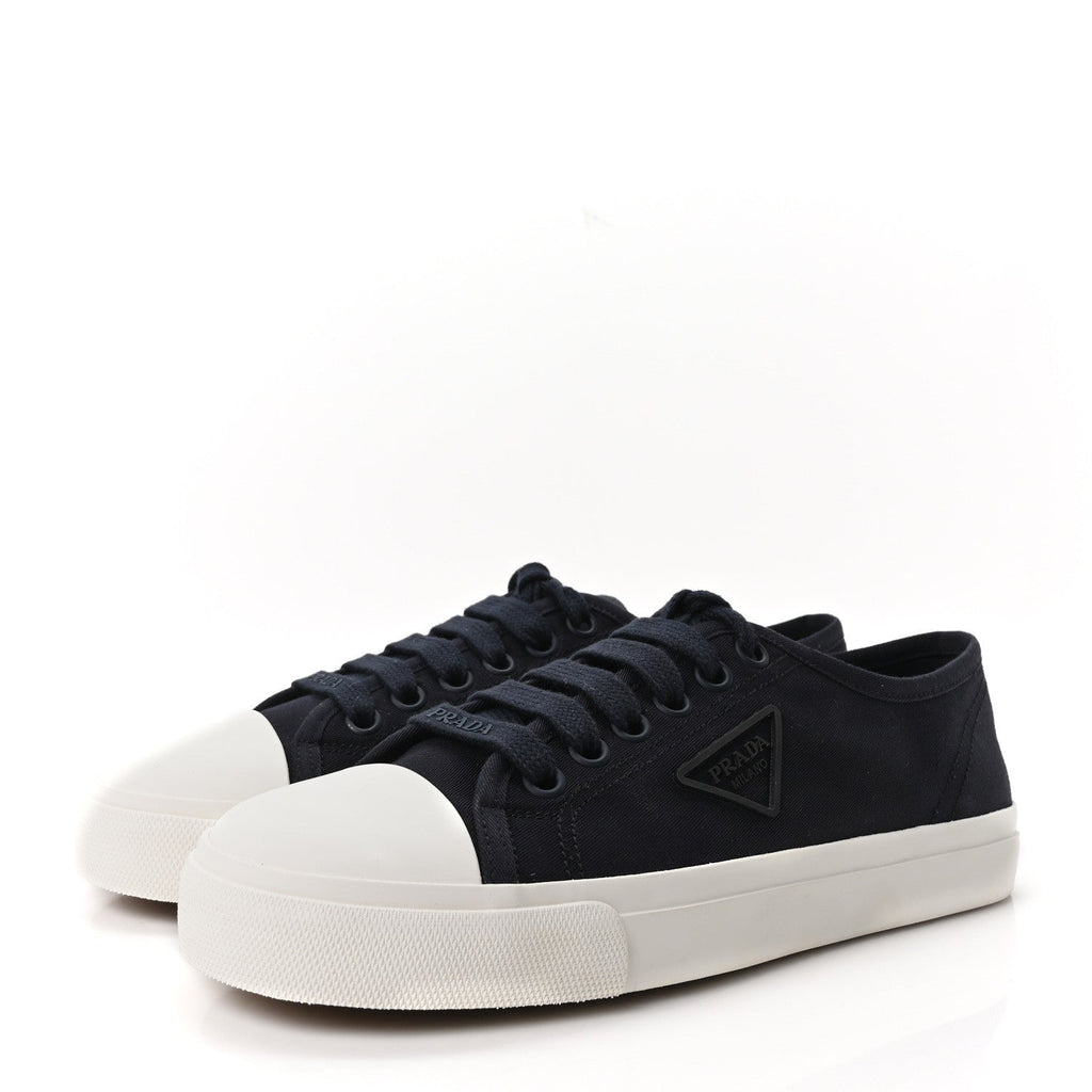 Prada Drill Nylon Triangle Logo Sneakers 41 Navy
