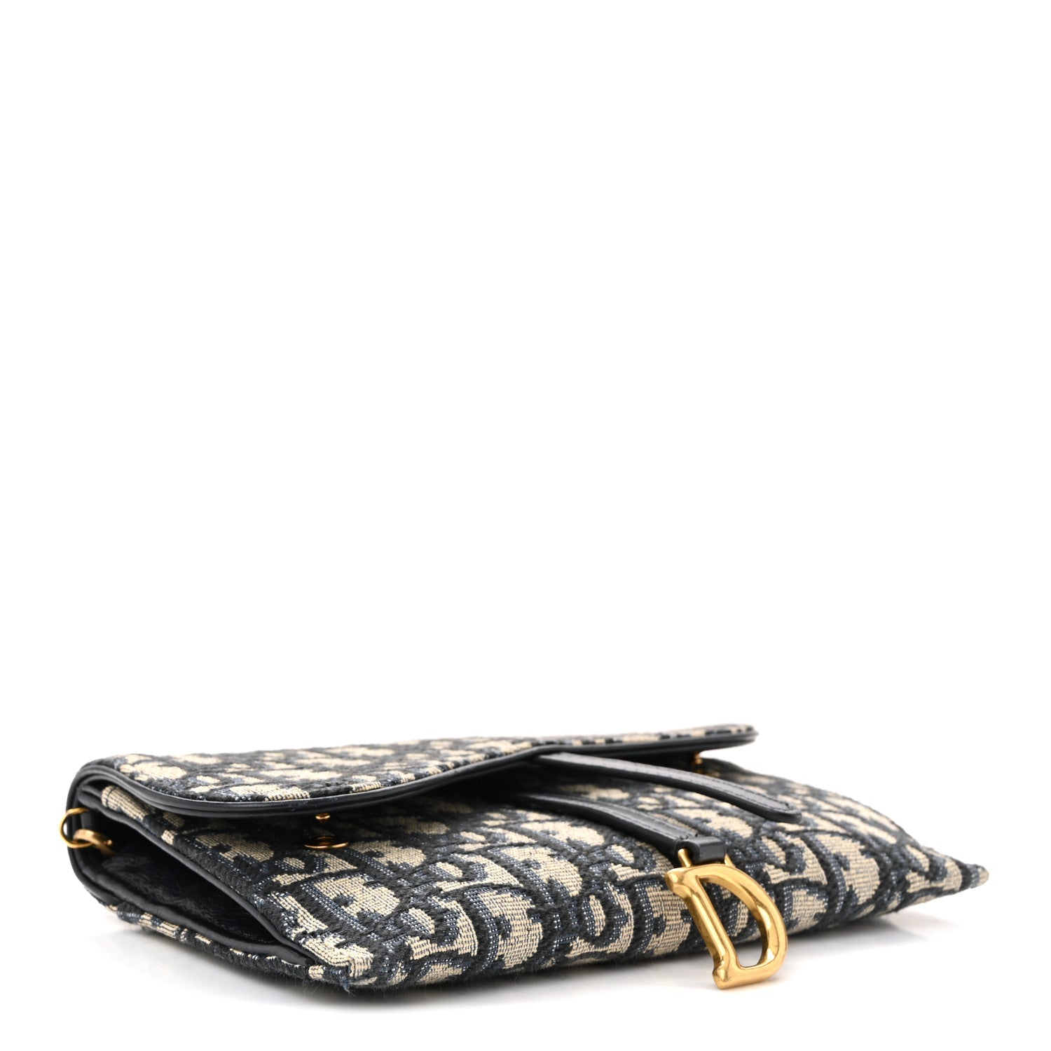 Christian Dior Oblique Saddle Chain Long Wallet Blue