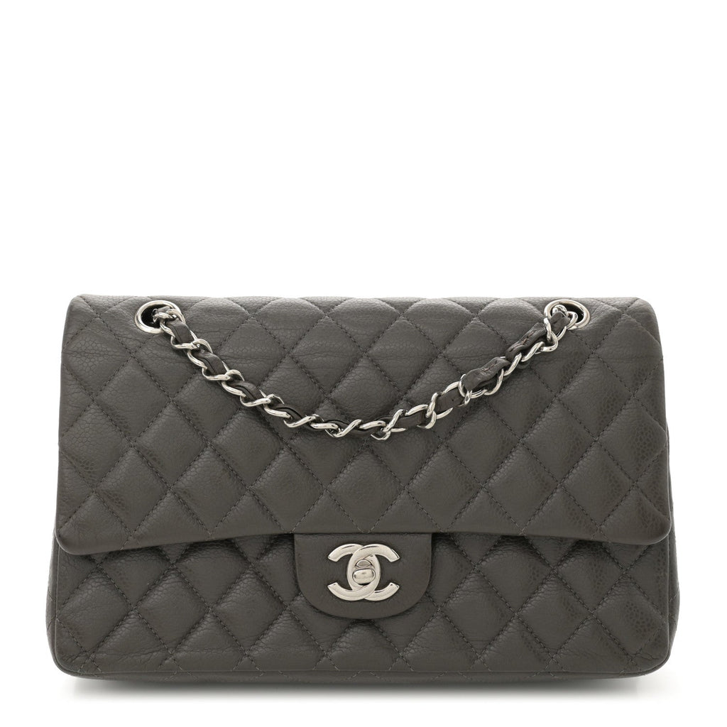 Chanel Caviar Quilted Medium Double Flap Dark Grey