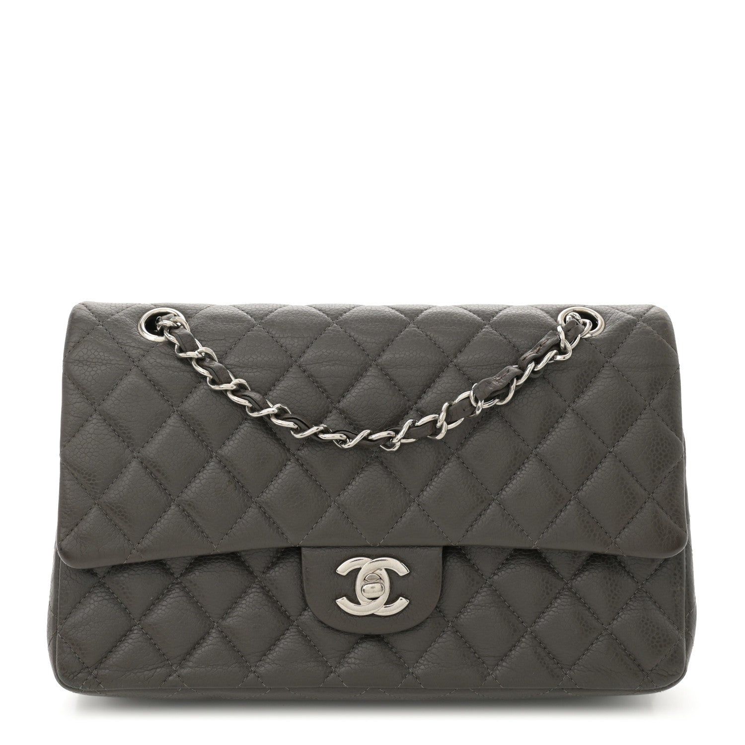 Chanel Caviar Quilted Medium Double Flap Dark Grey