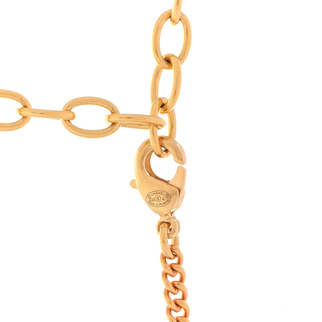 Crystal Pearl CC Africa Pendant Necklace Gold White