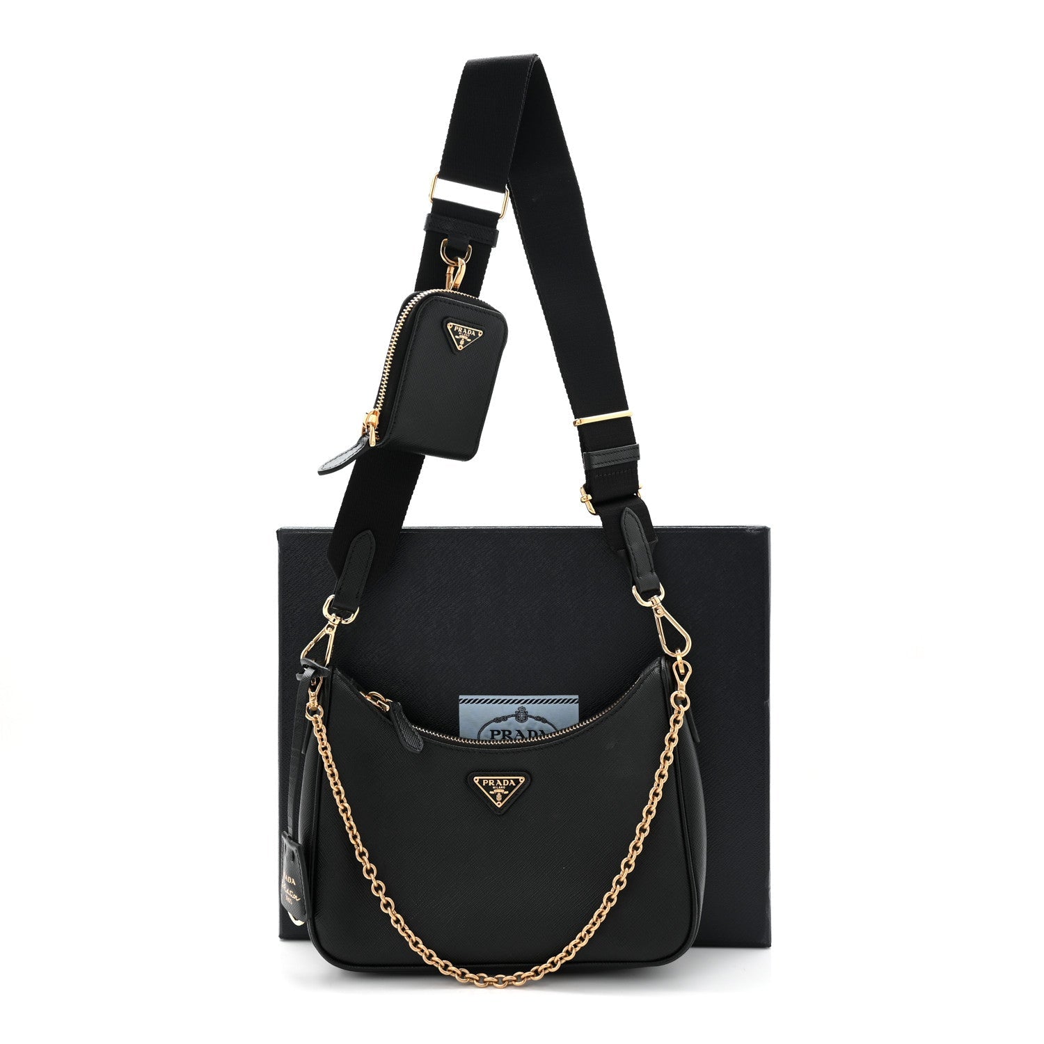 Prada Saffiano Lux Re-Edition 2005 Shoulder Bag Black