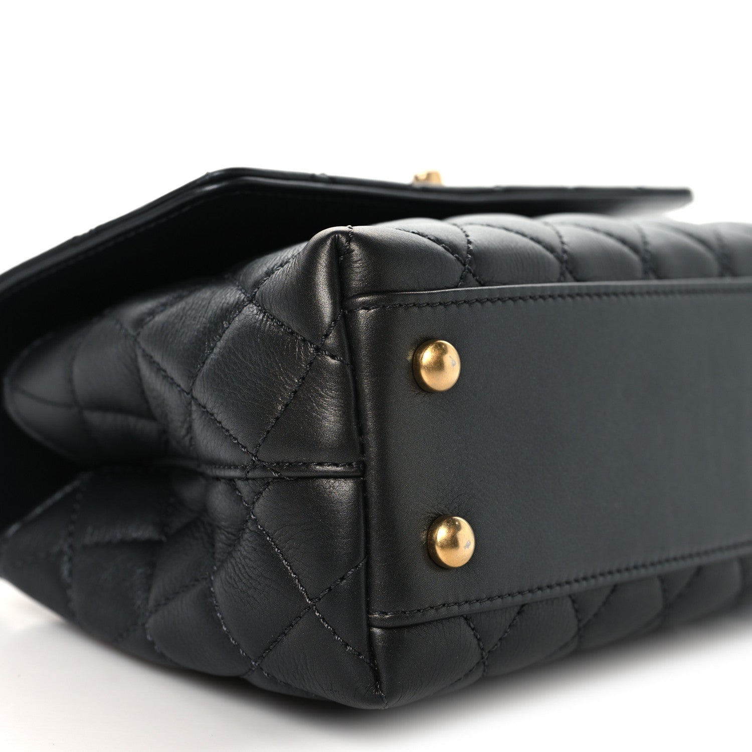 Chanel Calfskin Strass Quilted Mini Coco Handle Flap Dark Silver