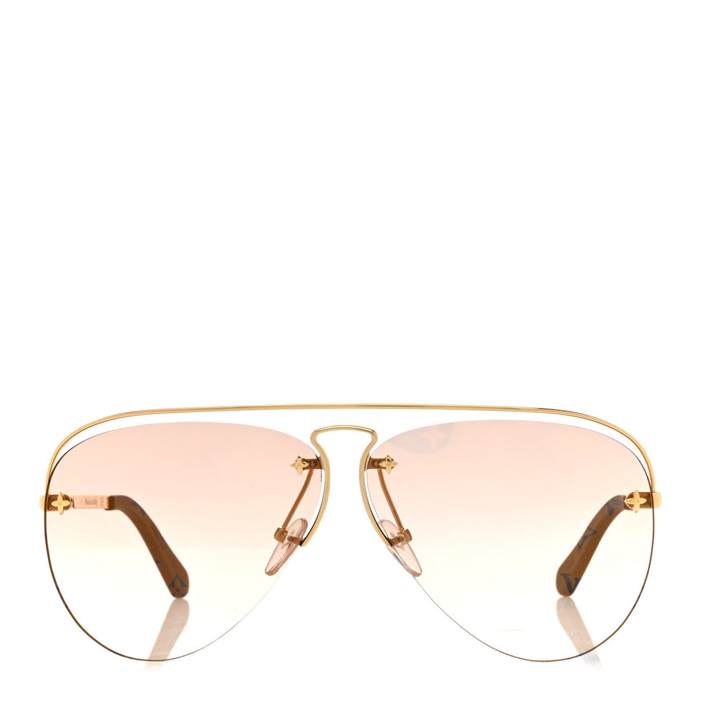 Louis Vuitton Monogram Grease Sunglasses Z1366E Gold