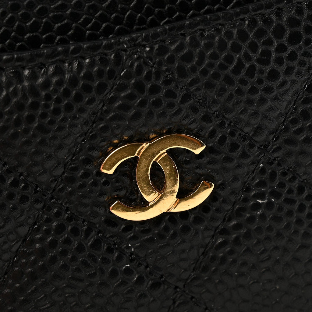 Caviar Quilted Card Holder Black