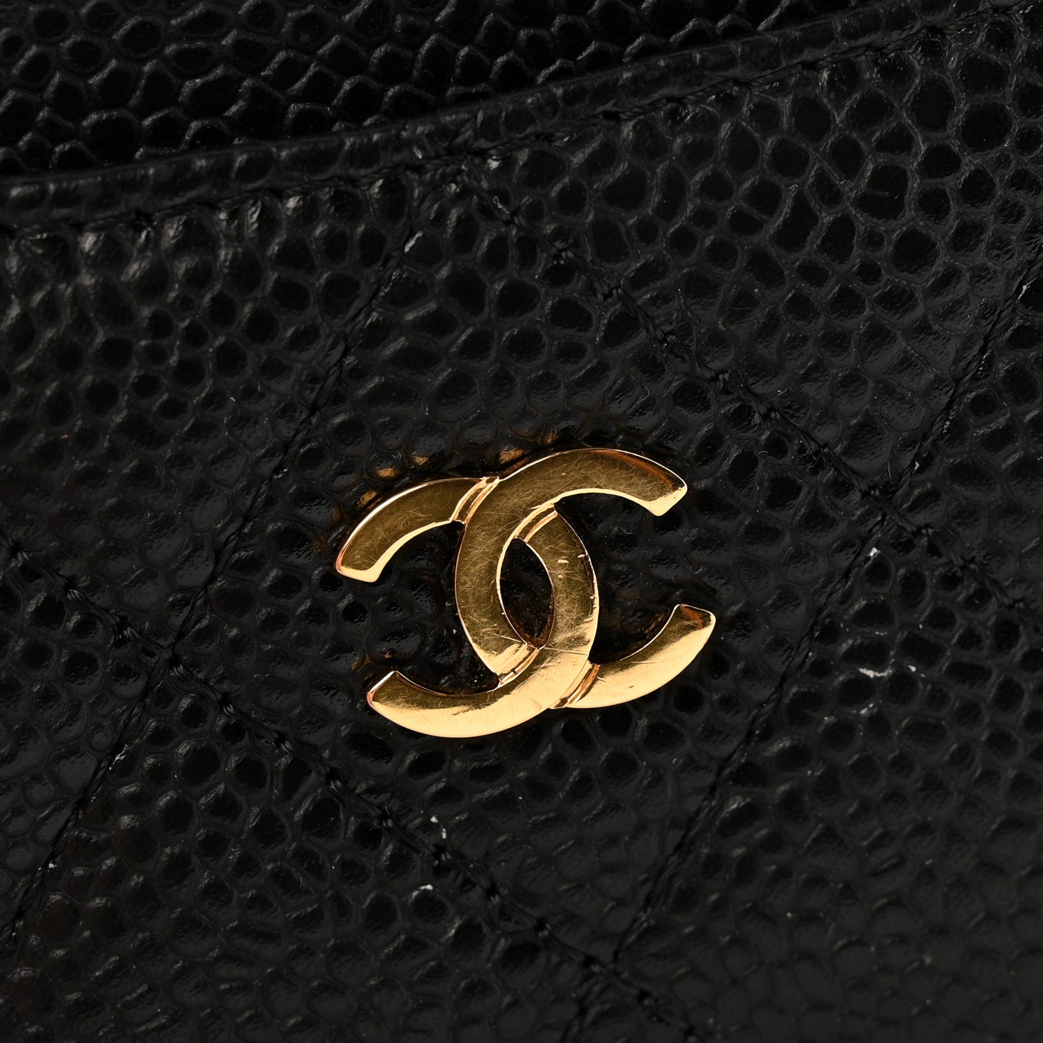 Caviar Quilted Card Holder Black