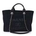 Chanel Mixed Fibers Calfskin Small Deauville Tote Black