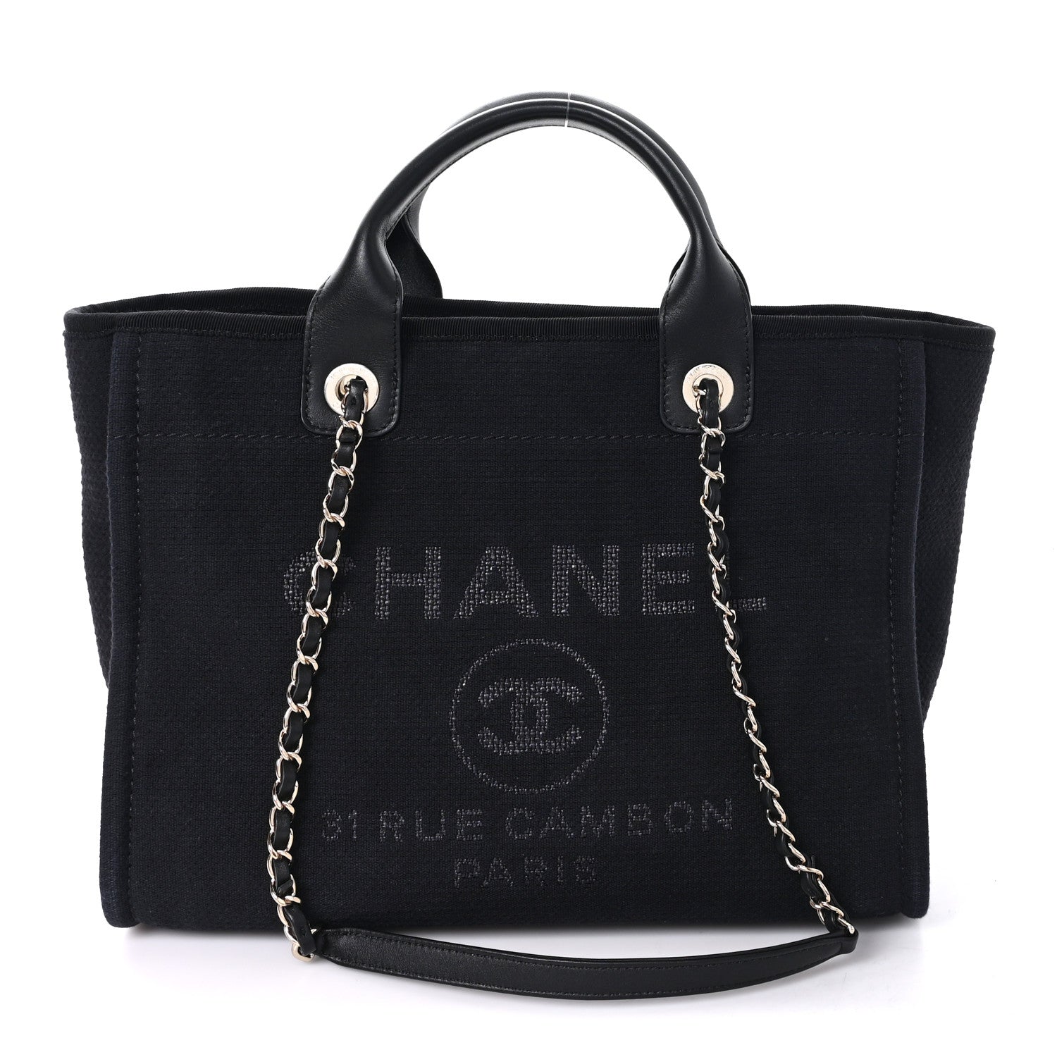 Chanel Mixed Fibers Calfskin Small Deauville Tote Black