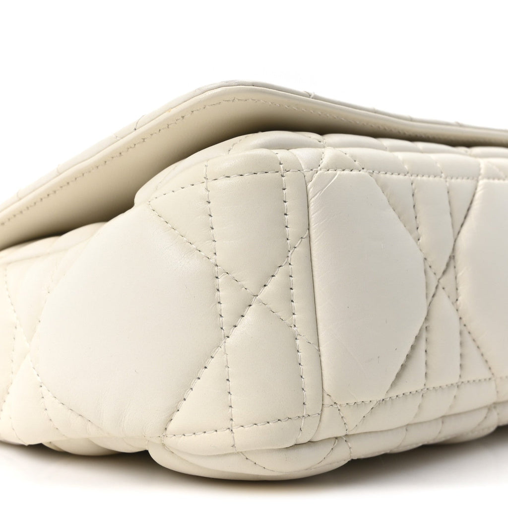 Christian Dior Calfskin Macrocannage Small Caro Bag White