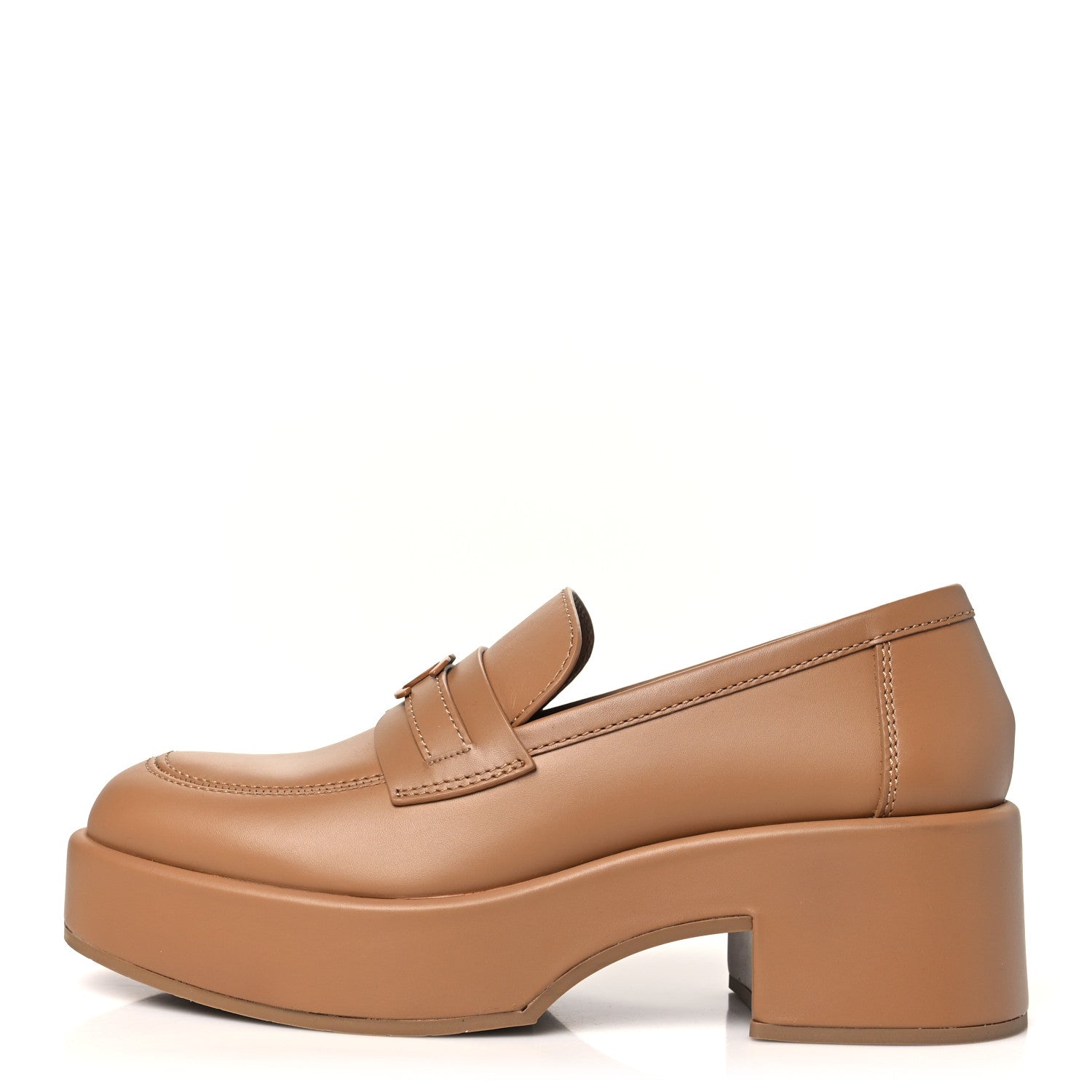 Calfskin CC Platform Loafers 39.5 Beige