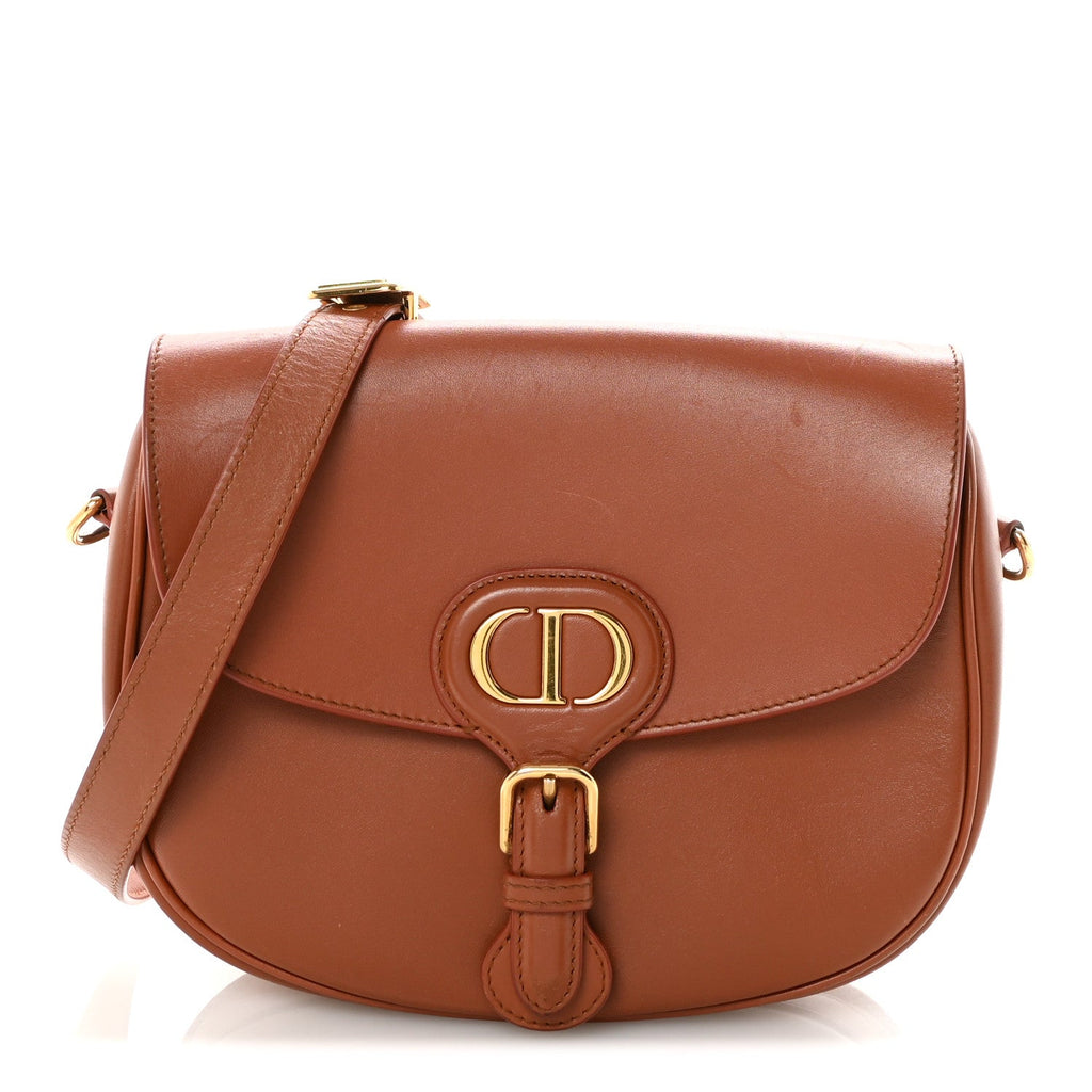 Christian Dior Box Calfskin Medium Bobby Flap Dark Tan