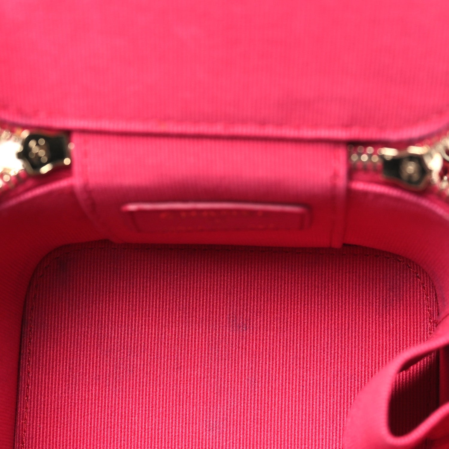 Chanel Lambskin Quilted Mini Top Handle Vanity Case With Chain Dark Pink