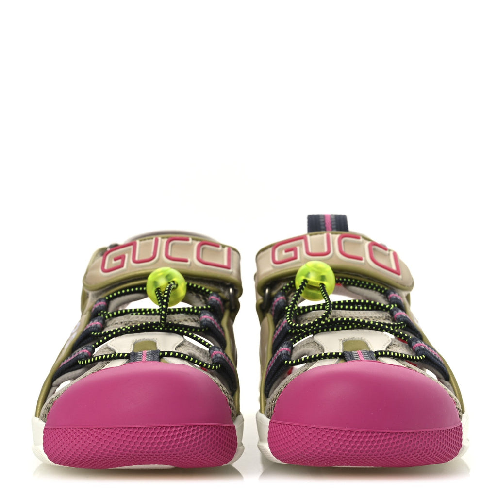 Gucci Mesh Fabric Tinsel Sport Sandals 36.5 Loess Sand Box Pink