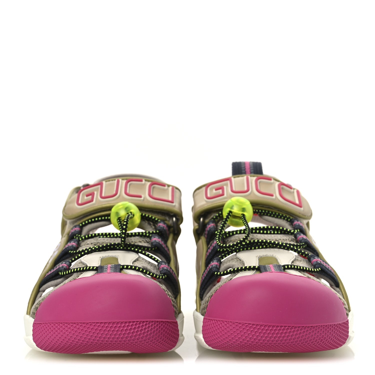 Gucci Mesh Fabric Tinsel Sport Sandals 36.5 Loess Sand Box Pink