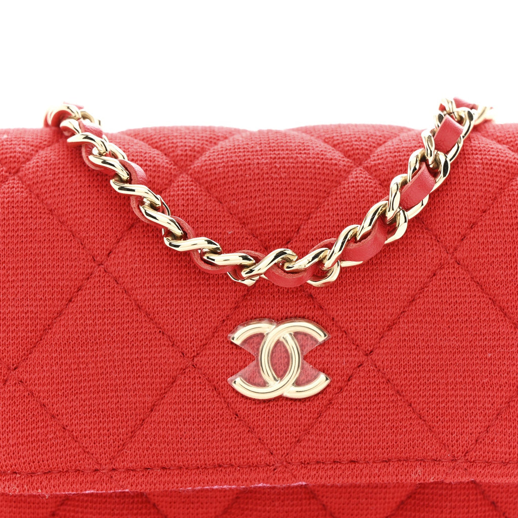 Chanel Jersey Quilted Micro Mini Flap Red