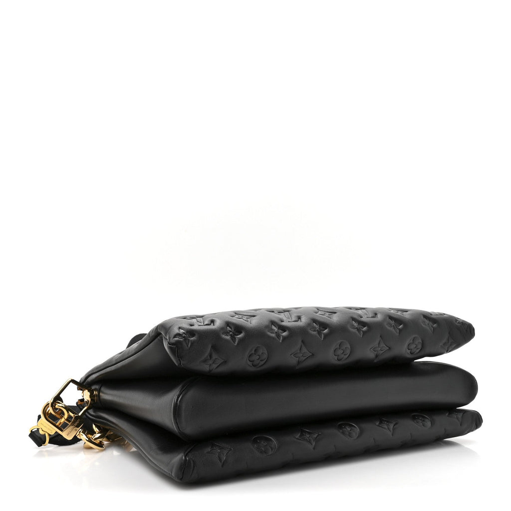 Louis Vuitton Lambskin Embossed Monogram Coussin MM Black