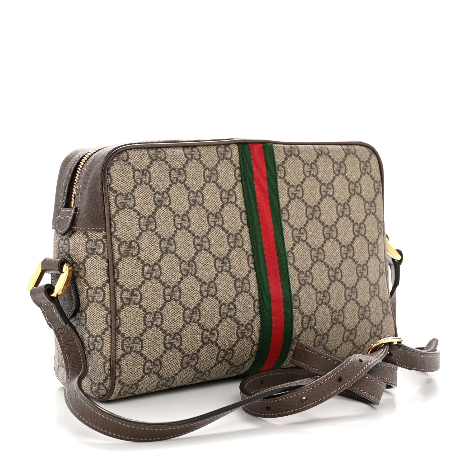 Gucci GG Supreme Monogram Web Small Ophidia Shoulder Bag Brown