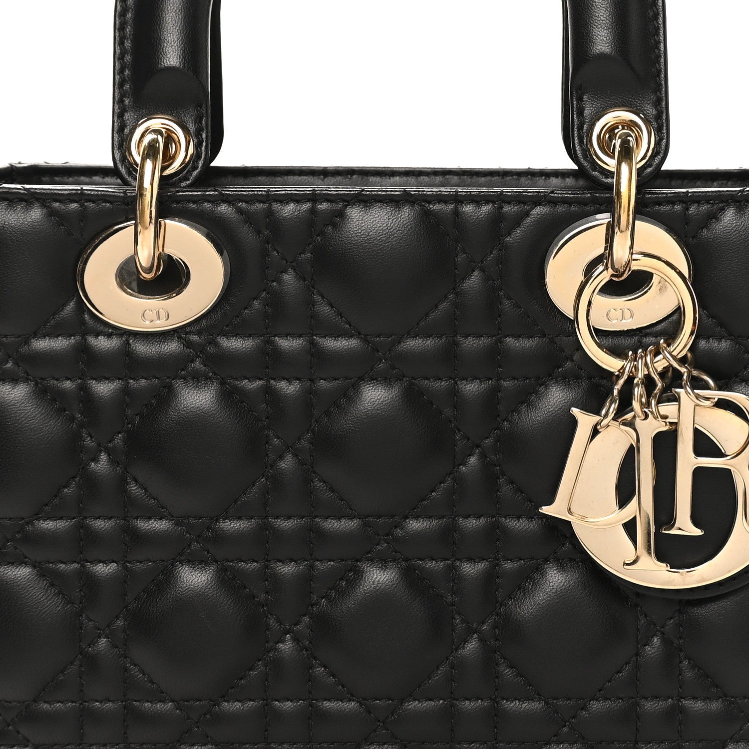 Christian Dior Lambskin Cannage Small My ABCDior Lady Dior Black